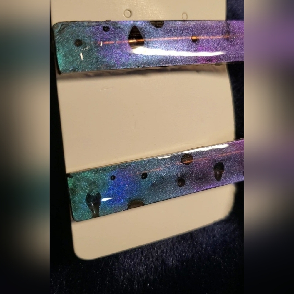 Resin rain droplets color changing barrettes
